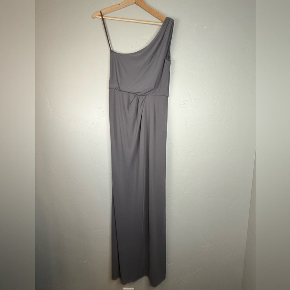 NWT BCBGMaxAzria Snejana One Shoulder Maxi Dress in Gray Agate Small - Picture 4 of 10